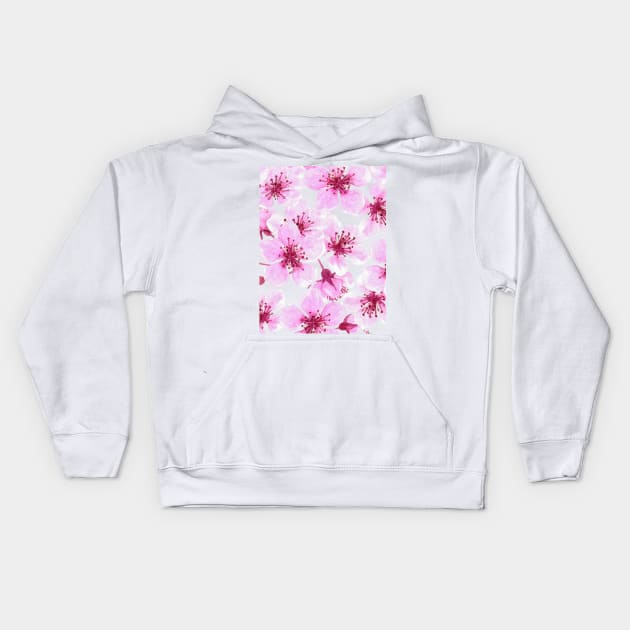 Cherry blossom watercolor Kids Hoodie by katerinamk